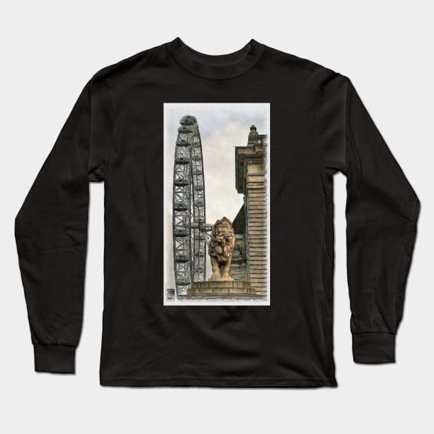 The Southbank Lion and the London Eye Long Sleeve T-Shirt by MolinArte